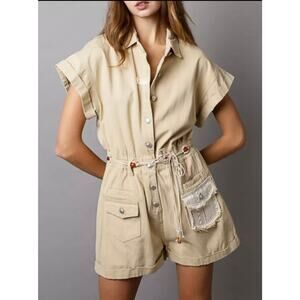 POL Shorts Romper One Piece Demin Jumpsuit